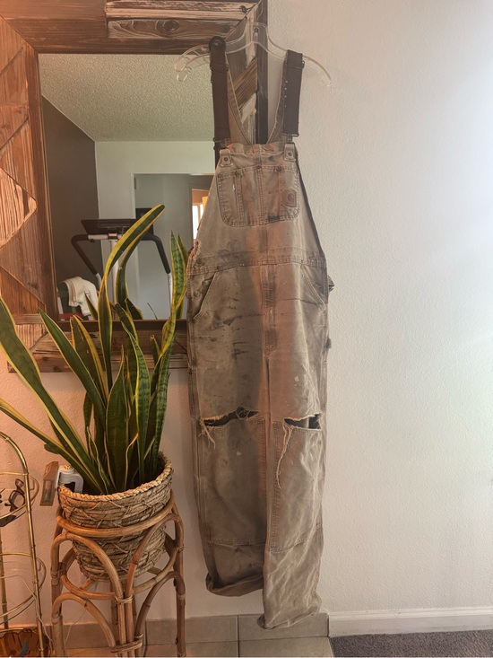 Carhartt Other - Vintage Carhartt Tan Distressed Painter Overalls - size 36x34